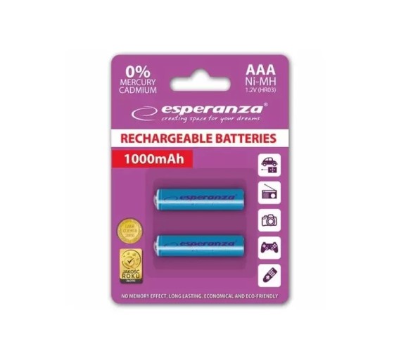 1.2V AAA Ni-MH 1000mAh aku, Esperanza