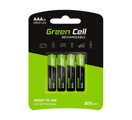 1.2V 800mAh 4x AAA, Green Cell GR04