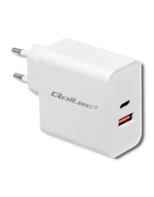 63W, USB type C PD, USB QC 3.0, White, Qoltec 51715