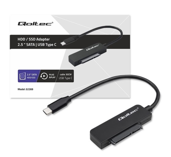 Qoltec 52269 HDD / SSD adapter 2.5" SATA USB Type C Qoltec 52269 HDD / SSD adapter 2.5" SATA USB Type C