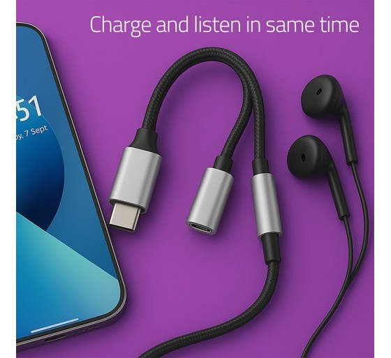 Qoltec 51875 Audio Adapter Cable USB-C to 3.5mm, PD 15W Qoltec 51875 Audio Adapter Cable USB-C to 3.5mm, PD 15W