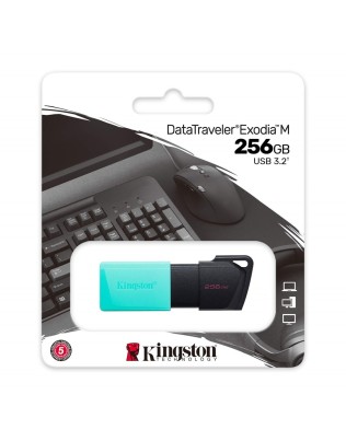 256GB USB 3.2 Mälupulk, Kingston DataTraveler Exodia, Black/Teal 256GB USB 3.2 Mälupulk, Kingston DataTraveler Exodia, Black/Teal