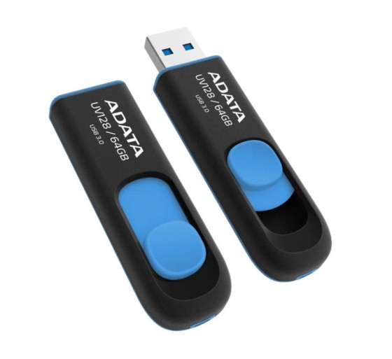64GB USB 3.2 Mälupulk, Adata AUV128 sinine 64GB USB 3.2 Mälupulk, Adata AUV128 sinine
