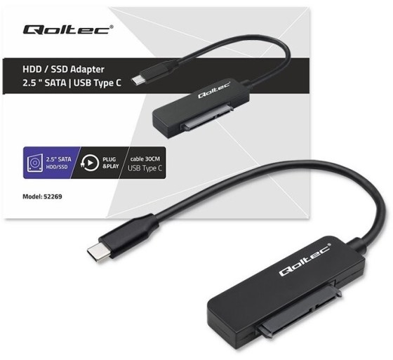 Qoltec 52269 2.5" SATA SSD/HDD USB-C adapter