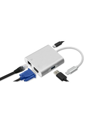 Qoltec 50410 USB-C hub / adapter (VGA, LAN, USB, USB-C)