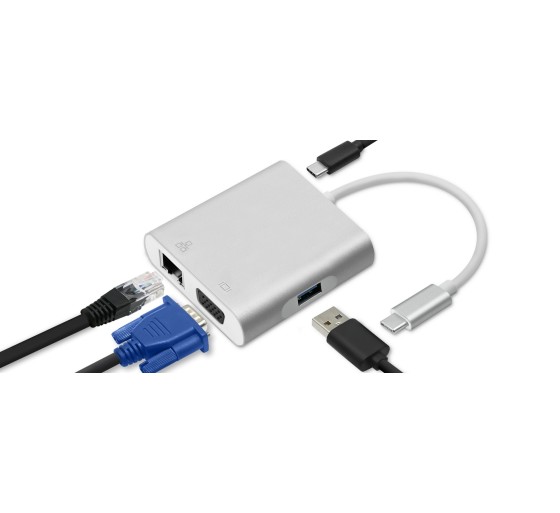 Qoltec 50410 USB-C hub / adapter (VGA, LAN, USB, USB-C)