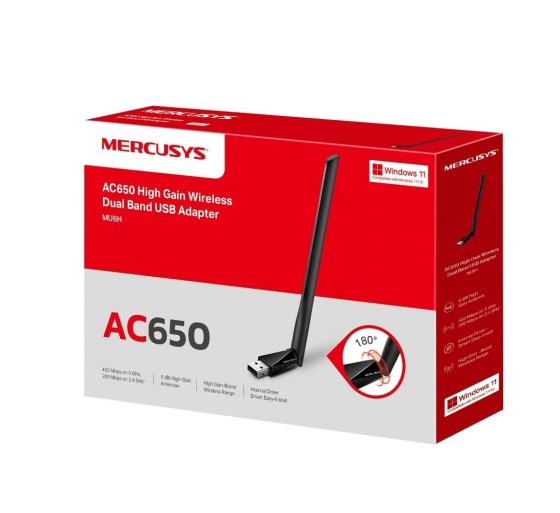 Mercusys MU6H – AC650 High Gain Dual-Band USB Wi-Fi Adapter