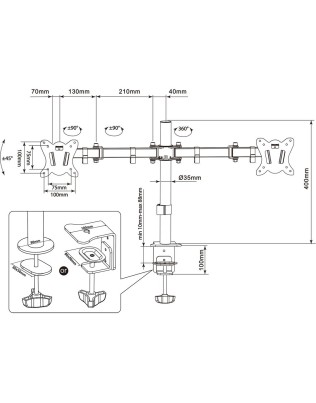 MONTIS MOUNT MT015 EVEREST / DOUBLE monitorialus kahele ekraanile