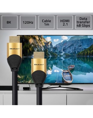 Qoltec HDMI v2.1 Cable Ultra high speed 8K | 60Hz | 30AWG | GOLD | 1m