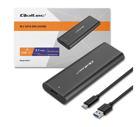 Qoltec 50311 M.2 SATA SSD Enclosure USB-C (NGFF)