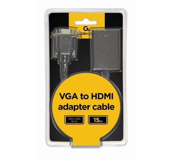 VGA to HDMI adapter cable, 0.15 m, black