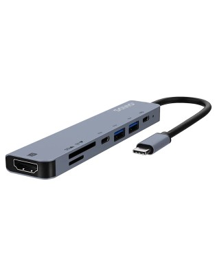SAVIO AK-82 USB-C HUB 7-in-1, HDMI 4K, SD/microSD, USB-A, USB-C PD